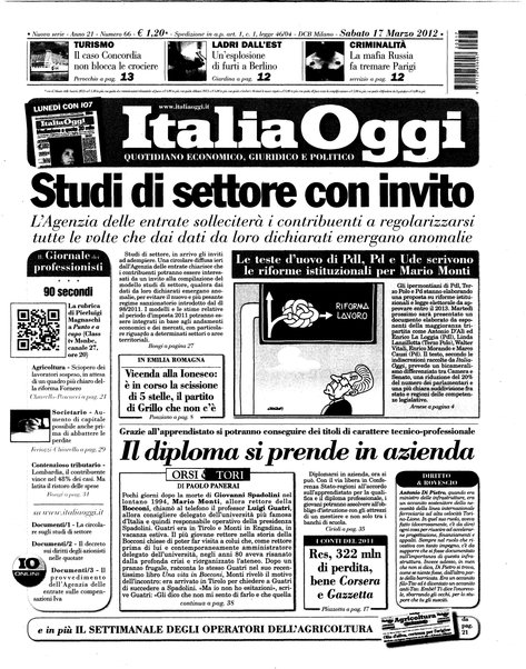 Italia oggi : quotidiano di economia finanza e politica